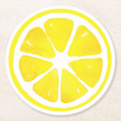 Wasserfarben-Zitronenscheibe Runder Pappuntersetzer (Vorderseite)