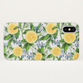 Wasserfarben-Zitronenscheiben und Blattmuster Case-Mate iPhone Hülle (Rückseite (Horizontal))