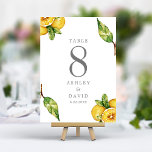 Wasserfarben Zitrus Citrus Modernes Limoncello Hoc Tischnummer<br><div class="desc">Wasserfarben Zitrus Citrus Moderne Limoncello Hochzeit Tischnummer. Dieses maßgeschneiderte Design mit Ihren eigenen Hochzeitsdetails ganz einfach zu personalisieren.</div>