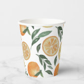 Wasserfarben-Zitrus-Hochzeit | Orange toskanischer Pappbecher (Vorderseite)