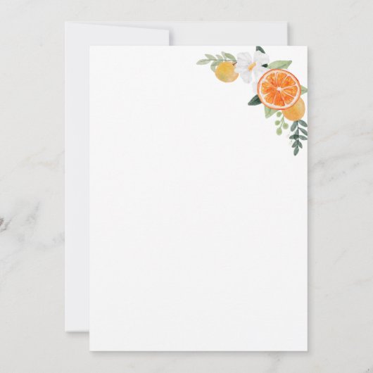Wasserfarben-Zitrusfrüchte-Blütenblütenblätter Bra Einladung (Rückseite)