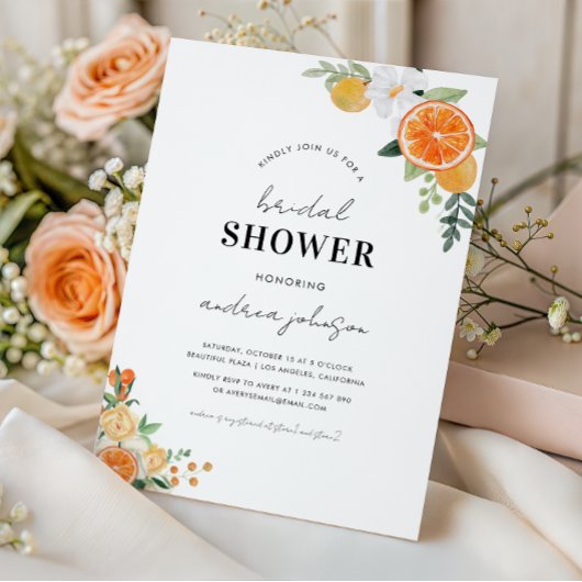 Wasserfarben-Zitrusfrüchte-Blütenblütenblätter Bra Einladung