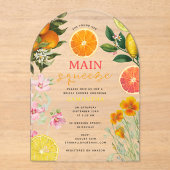 Wasserfarben Zitrusfrüchte Brautparty Brunch Arch Acryleinladungen (Vorderseite)