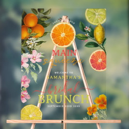 Wasserfarben Zitrusfrüchte Brautparty Brunch Arch Acrylschild