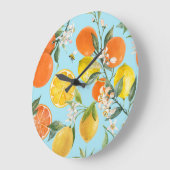 Wasserfarben-Zitrusfrüchte: Handgezogene Früchte Große Wanduhr (Winkel)