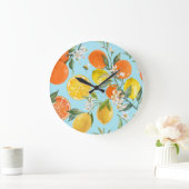 Wasserfarben-Zitrusfrüchte: Handgezogene Früchte Große Wanduhr (Zuhause)