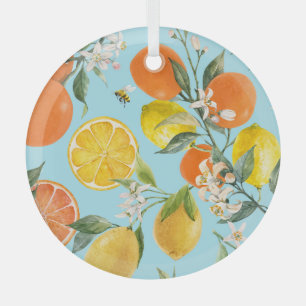 Wasserfarben-Zitrusfrüchte: Handgezogene Früchte Ornament Aus Glas