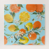 Wasserfarben-Zitrusfrüchte: Handgezogene Früchte Puzzle (Horizontal)