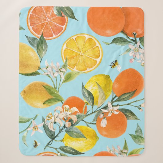 Wasserfarben-Zitrusfrüchte: Handgezogene Früchte Sherpadecke (Vorderseite)