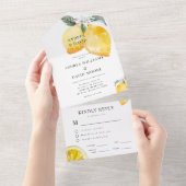 Wasserfarben-Zitrusfrüchte-Hochzeit All In One Einladung (Abreißen)