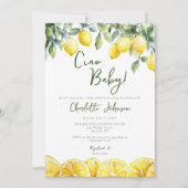 Wasserfarben-Zitrusfrüchte in einer Babydusche Einladung (Vorderseite)