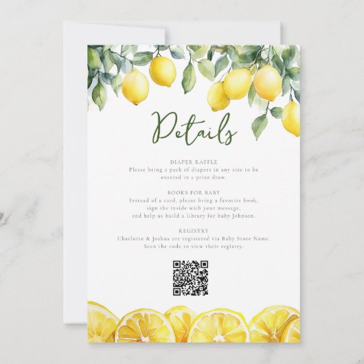 Wasserfarben-Zitrusfrüchte in einer Babydusche Einladung (Rückseite)