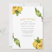 Wasserfarben Zitrusfrüchte Moderne Süße 16 Einladung (Vorderseite)