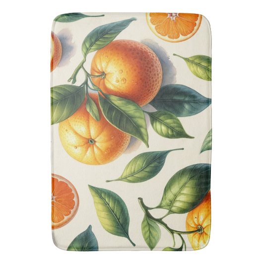 Wasserfarben Zitrusfrüchte Orange Blätter Hochzeit Badematte (Vorderseite Vertikal)