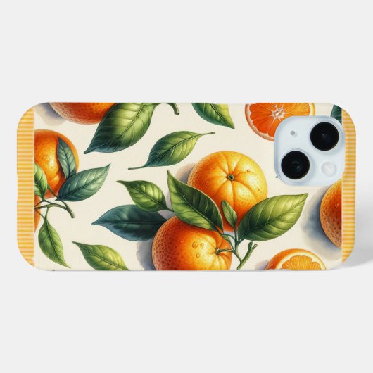 Wasserfarben Zitrusfrüchte Orange Blätter Hochzeit Case-Mate iPhone Hülle (Rückseite (Horizontal))