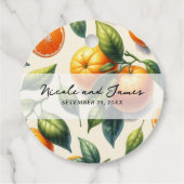 Wasserfarben Zitrusfrüchte Orange Blätter Hochzeit Geschenkanhänger (Rückseite)