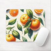 Wasserfarben Zitrusfrüchte Orange Blätter Hochzeit Mousepad (Mit Mouse)