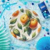 Wasserfarben Zitrusfrüchte Orange Blätter Hochzeit Pappteller (Party)