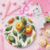 Wasserfarben Zitrusfrüchte Orange Blätter Hochzeit Pappteller (Party)