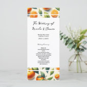 Wasserfarben Zitrusfrüchte Orange Blätter Hochzeit Programm (Stehend Vorderseite)