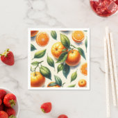 Wasserfarben Zitrusfrüchte Orange Blätter Hochzeit Serviette (Beispiel)