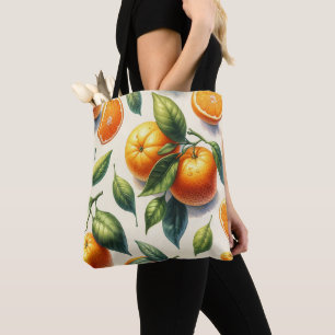 Wasserfarben Zitrusfrüchte Orange Blätter Hochzeit Tasche