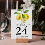 Wasserfarben-Zitrusfrüchte Tischnummer<br><div class="desc">Unsere Tischnummer Watercolor Lemon Citrus ist der perfekte Weg, um Ihrer Hochzeitsempfangsdekor eine Touch von Frische und Lebendigkeit hinzuzufügen. Der handbemalte Aquarelleffekt und die hellgelben Farbtöne des Zitronendesigns schaffen ein fröhliches und einladendes Aussehen, das sich perfekt für einen Sommer oder eine Hochzeit in Urlaubsort eignet. Das Zitronenmotiv verleiht dieser Tischnummer...</div>