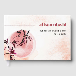 Wasserfarben Zweig und Mond Japandi Hochzeit Gästebuch