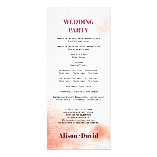 Wasserfarben Zweig und Mond Japandi Hochzeitsprogr Werbekarte (Hinten)