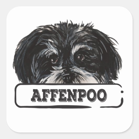 Wasserfarbenaffenpoo Quadratischer Aufkleber (Vorderseite)