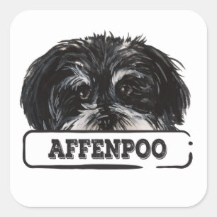 Wasserfarbenaffenpoo Quadratischer Aufkleber