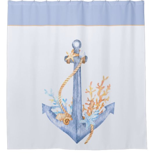Wasserfarbenanker Duschvorhang (Vorderseite)