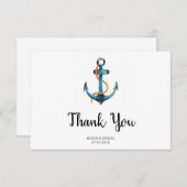 Wasserfarbenanker Moderne Nautische Hochzeit Dankeskarte (Vorne/Hinten)