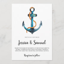 Wasserfarbenanker Moderne Nautische Hochzeit