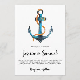 Wasserfarbenanker Moderne Nautische Hochzeit Einladung