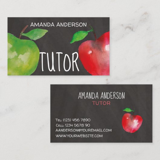 Wasserfarbenäpfel mit Zwischenwand Moderner Tutor Visitenkarte (Vorne/Hinten)