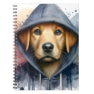 Wasserfarbenarmatur Brauner Hund in einem Hoodie-S Notizblock