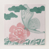 Wasserfarbenart mit Aquamariner und rosa Blume Puzzle (Vertikal)