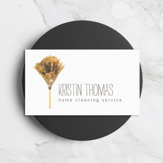 Wasserfarbenather Duster Zuhause Reinigungsservice Visitenkarte