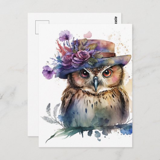 Wasserfarbenauge in einem Hut Postkarte (Vorne/Hinten)