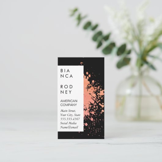 Wasserfarbenausdrucksstarker Spritzer Visitenkarte (Stehend Vorderseite)