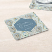 Wasserfarbenaustern Hochzeit Rechteckiger Pappuntersetzer (angewinkelt)