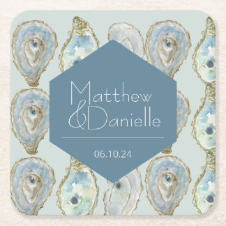 Wasserfarbenaustern Hochzeit Rechteckiger Pappuntersetzer