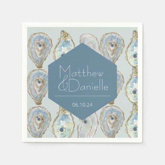 Wasserfarbenaustern Hochzeit Serviette (Vorderseite)