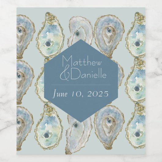 Wasserfarbenaustern Hochzeit Weinetikett (Einzelnes Label)