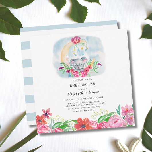 Wasserfarbenbaby Koala mit Mondeinladung Einladung