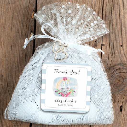 Wasserfarbenbaby Koala mit Mondeinladung Quadratischer Aufkleber