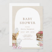 Wasserfarbenbacken Girl Babydusche Einladung (Vorne/Hinten)