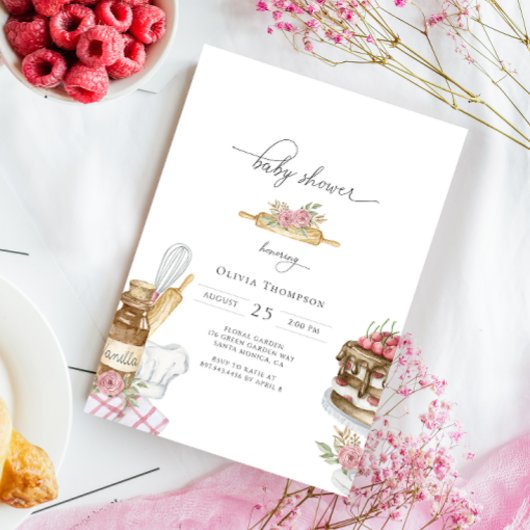 Wasserfarbenbacken Girl Babydusche Einladung