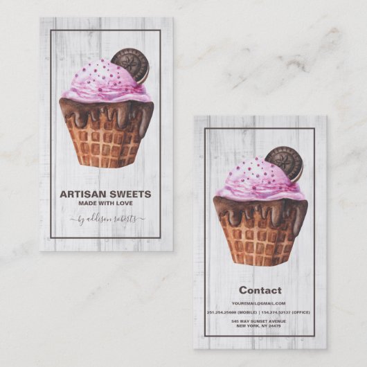 Wasserfarbenbäckerei Artistische Süßigkeiten Visitenkarte (Vorne/Hinten)